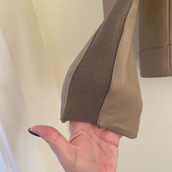 Helmut Lang Tan drape collar leather jacket - Picture 3 of 6